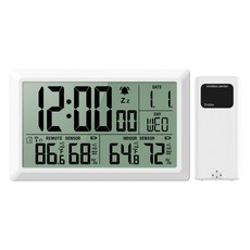 熱銷7.5英寸大屏創意電子鐘鬧鐘日歷溫濕度計433無線一拖一, 1個