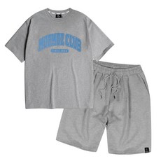 모즈모즈 남녀공용 아치로고 오버핏 원턱 트레이닝쇼츠 셋업