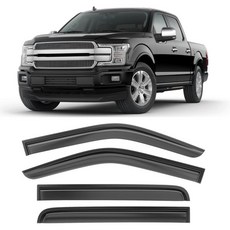 파손 방지 테이프로 부착하는 윈도우 디플렉터 포드 F150 슈퍼크루 2015-2025 비 보호대 차량용 바이저 통풍구 4개, 2015-2025 F150 슈퍼크루를 위한