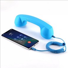 옛날전화기 5mm 레트로 수신기 전화 휴대폰 핸드 핸드폰, J. 스 블루