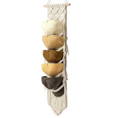 Boho 야구 모자 행거-1팩 - 마크라메 오거나이저 문 위의 볼 캡 홀더용 벽용 랙 장식 및 전시용 보헤미안 핸드메이드 디스플레이 5개(크림) Clysuply 24873, 5