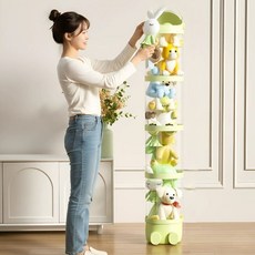 먼베이스 투명 원통 인형정리함 대형 인형장식대, 1개, 그린