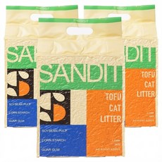 샌딧 두부모래 1.5mm 초미세입자 강력뭉침 먼지제로 프리미엄 대용량, 3개, 10L, 무향