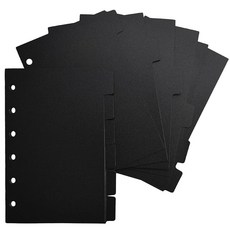 DY 2링 바인더 6개용 칸막이 10개 컷 탭 1/6개 A7 튼튼한 플라스틱 칸막이 삽입형 노트북 플래너 탭 2세트 학교 사무실용 라이트 핑크 12개, black 12.6 x 8.1cm