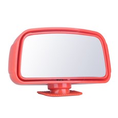 汽車輔助鏡 車用輔助后視鏡 新手倒車盲區360度旋轉廣角女司機輔助鏡小圓鏡, 紅色一對（可360度旋轉）, 1個