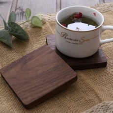 로고 받침 매트 나무 둥근 사각형 호두 머그잔 안경 8cm, 1 pcs, Walnut square 1