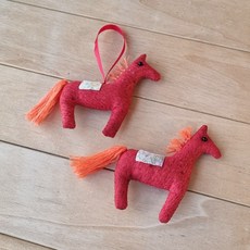 붉은 말 인형 키링 만들기 패키지, 레드, 2개