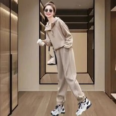 運動套裝女春秋新款，寬鬆衛衣，胖MM春秋兩件套