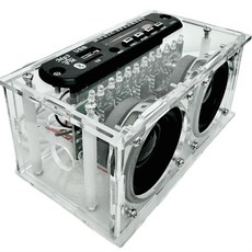 FM收音機DIY套件 HU-075 (含功放/頻譜/USB/TF/AUX/錄音), HU075, 透明零件包