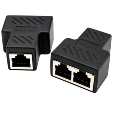 RJ45 이더넷 케이블 분배기 LAN 포트 1대2 스플리터 네트워크 커넥터 인터넷 연결 확장, 43mm, 1개, 블랙