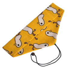 餐具收納綁繩收納袋 - 三角便攜餐具袋 刀叉湯匙筷子環保吸管收納袋 餐袋 婚禮小物, 1個, 橫開綁繩款, 小黃鴨