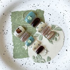 겨울 여성 네일 패치 여성 귀여운 캐릭터 손톱 스티커 다채로운 스타일 YLP, 1개, 사진색 XS