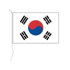 한국 국기 Korea flag 100x150cm 두꺼운 원단 이중스티이중스티치 로프 고리, 1개, WHITE+RED+BLUE+BLACK