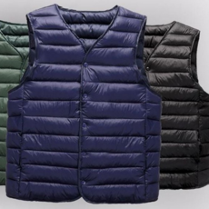 키밍 겨울 남성 경량 패딩 조끼 브이넥