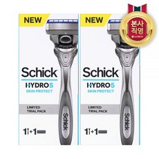 [한정수량/트라이얼팩]쉬크 하이드로 5중날 스킨 프로텍트(핸들1개+날1입) 1개 + 1개, 쉬크 스킨 프로텍트 트라이얼팩 1개+1개