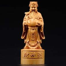 黃楊木雕財神爺擺件 實木工藝品 開業旺財, 崖柏木高15厘米(財神到)
