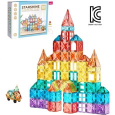 Equator KC 인증 자석 블럭 교구 타일 유아 어린이 장난감 빅사이즈 교구 75mm, 다채로운 색상, 100개