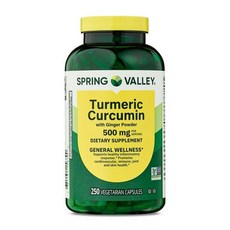 스프링밸리 터메릭 커큐민 500mg 생강 분말 함유 캡슐 Spring Valley Turmeric Curcumin, 1개, 1개, 250정