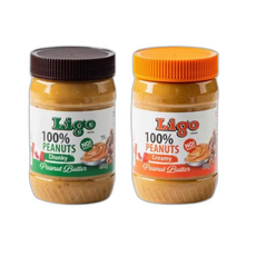 LIGO 100% 네츄럴 땅콩버터 땅콩잼 453g (천키 + 크리미) 2개입, 2개