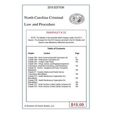 (영문도서)North Carolina Criminal Law and Procedure-Pamphlet 31 Paperback, Createspace Independent Pub..., English, 9781502913012