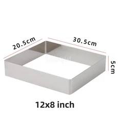 5cm 높이 직사각형 두꺼운 304 스테인레스 스틸 링 티라미수 케이크 금형 치즈 퐁당 베이킹 도구 가정용 DI, 09 12x8 inch