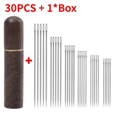 바느질용 바늘 손 바느질 측면 홈 스레딩 노인 12 30Pcs 핀 스틸 구멍 블라인드 셀프 DIY 스테인레스, 04 30PCS with Ebony Box, 1개