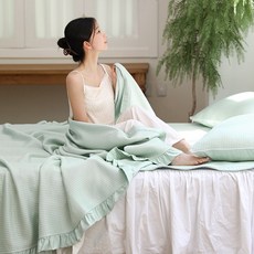 베이직톤 냉감이불 3중직 줄누비 프릴 시원한 여름이불