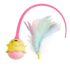 旋轉小魔怪貓玩具 不倒翁逗貓棒 電動互動玩具, 1個, 小魔怪 粉色