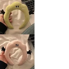 多金家 可愛搞怪毛絨髮箍 秋冬洗臉束髮帶, 1個, [綠色+粉色]2個發