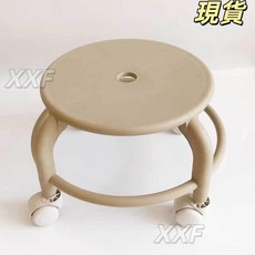 臺灣爆品 旋轉萬向輪小凳子靜音滑輪矮凳家用結實耐用小板凳入戶門換鞋凳子, 米白色正常輪, 1個