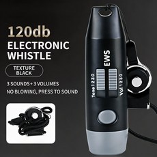 휴대용 전자식 심판 호루라기 소리 조절 가능한 스포츠 휘슬 사운드 모드 탑재 야외 훈련용, 블랙