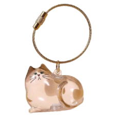 透明貓咪毛髮收集吊飾鑰匙扣 貓咪紀念掛件, 1個, 狸花貓, 如圖所示