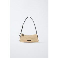 국내배송 자라 ZARA 페이크 라피아 숄더 백 - 크림 화이트 989429