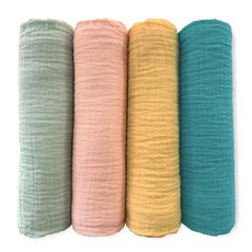 SwaddleDesigns 면 모슬린 포대기 담요 4개 세트 남아 및 여아용 속싸개 최고의 샤워 선물 116.8 x 116.8cm46 46인치 핑크 플로럴 163843, Paradise