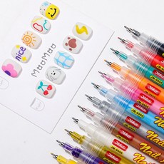 속건 네일 드로잉 아크릴펜 12색 마카펜 데코펜 셀프젤네일아트재료 네일드로잉펜(UV 램프 없이도 말라서 자가네일 아트에 필수입니다), 12가지 색상, 1개