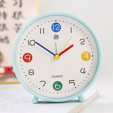 DIU 桌面鬧鐘學生兒童男女孩起床大字擺臺式高顏值床頭時鐘表, .新8016藍色（靜音走時）.:如圖