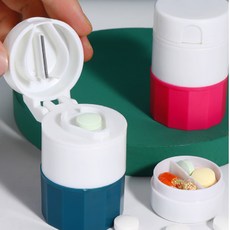 四合一切藥盒 磨藥器 旅行藥盒, 1個