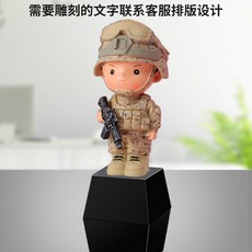 전쟁 피규어 모형 밀리터리 전투함 군인 창의적인 특수부대 참전 용사 탁상용 기념품 생일 선물 전우 강철 같은 정신을 담은 장식품, [01] 스타일 A + 검정색 사각형 받침대