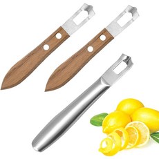 3PCS 칵테일 채널 카빙 나이프 호두나무 손잡이 과일·채소 도구 V자형 스테인리스 칼날 디저트 샐러드 장식용 가니쉬 시트러스 제스터, 1개