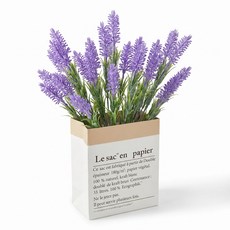 BloomLife 인공 라벤더 꽃다발+종이봉투 세트 받자마자 바로 배치하는 무관리 인스타 감성 장식 테이블 장식 홈 사무실 선물용 무관리 꽃, 1개, 라벤더 퍼플