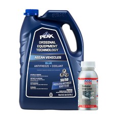 PEAK 피크 프리믹스 부동액 냉각수 아시안 블루 3.78L 현대 기아 호환 + 리퀴몰리 라디에이터 누수차단제 150ml 쿨링 퍼펙트 팩 세트