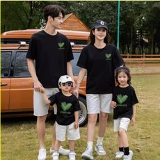 하트 코튼 여름가족티 커플룩 패밀리룩 반팔티