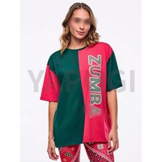 YAPOGI ZW 줌바룩 헬스복 캐주얼 트레이닝복 댄스댄스 상의 요가복 라운드 스포츠 반팔 크리스마스 빨강 티셔츠 남여공용