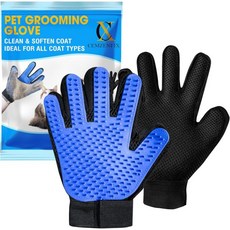 반려동물용 업그레이드 손질 장갑 개 고양이 토끼 말용 긴털과 짧은털 모두 제거 가능 효율적인 애완동물 털 1쌍 파랑, Blue