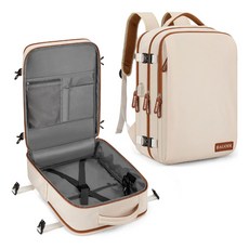 BAGO 旅行後背包 登機包 大容量多功能行李背包 可掛行李箱, 米白色
