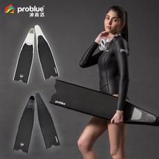 游龍潛水 PROBLUE F797 自由潛水玻璃碳纖長蛙 套腳式玻纖長蛙 好禮相送, 白套腳+中硬度蛙板,XS, 白套腳