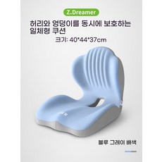 교정 방석 허리 쿠션 지지 골반 요추 인체공학 이중 핑크, 1개, N. 큰 egr 통합 링크 파란색 및 회색 조합