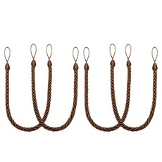금속 후크가 있는 4개 면 로프 커튼 타이백 핸드우븐 장식 홀드백, Brown