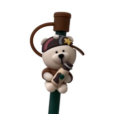 귀여운 캐릭터 텀블러 실리콘 빨대 마개 커버 50종 모음 뚜껑 꽃 동물 러브 7mm, 1개, 힙합곰