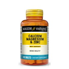 Mason Naturals 無糖鈣鎂鋅補充錠, 100顆, 1罐